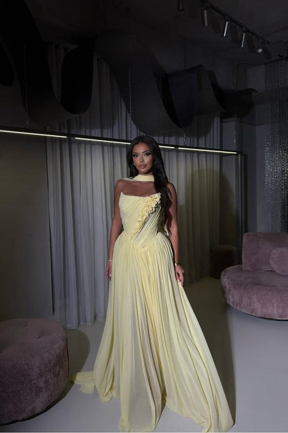 Strapless Sleeveless Long Pleated A-Line Prom Dress