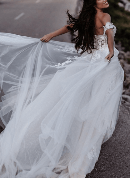 Sweet&Flow Off-The-Shoulder High Split See-Through Lace Wedding DressesSweet&Flow Off-The-Shoulder High Split See-Through Lace Wedding DressesSweet&Flow Off-The-Shoulder High Split See-Through Lace Wedding DressesSweet&Flow Off-The-Shoulder High Split See
