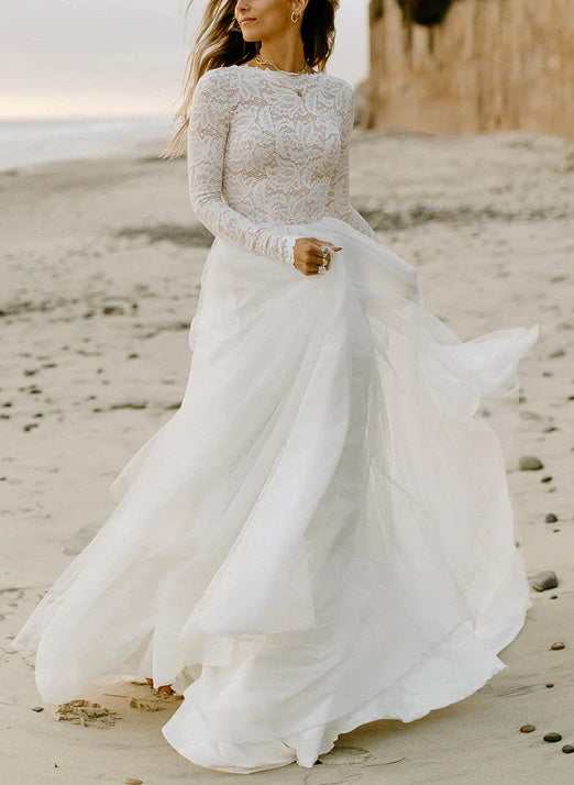 Boho Lace Tulle A-Line Wedding Dresses With Long SleevesBoho Lace Tulle A-Line Wedding Dresses With Long SleevesBoho Lace Tulle A-Line Wedding Dresses With Long SleevesBoho Lace Tulle A-Line Wedding Dresses With Long SleevesBoho Lace Tulle A-Line Wedding