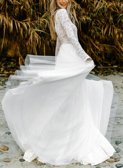 Boho Lace Tulle A-Line Wedding Dresses With Long SleevesBoho Lace Tulle A-Line Wedding Dresses With Long SleevesBoho Lace Tulle A-Line Wedding Dresses With Long SleevesBoho Lace Tulle A-Line Wedding Dresses With Long SleevesBoho Lace Tulle A-Line Wedding