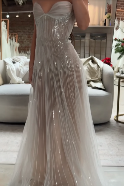 Strapless Sweetheart Sequin Tulle Wedding Dress