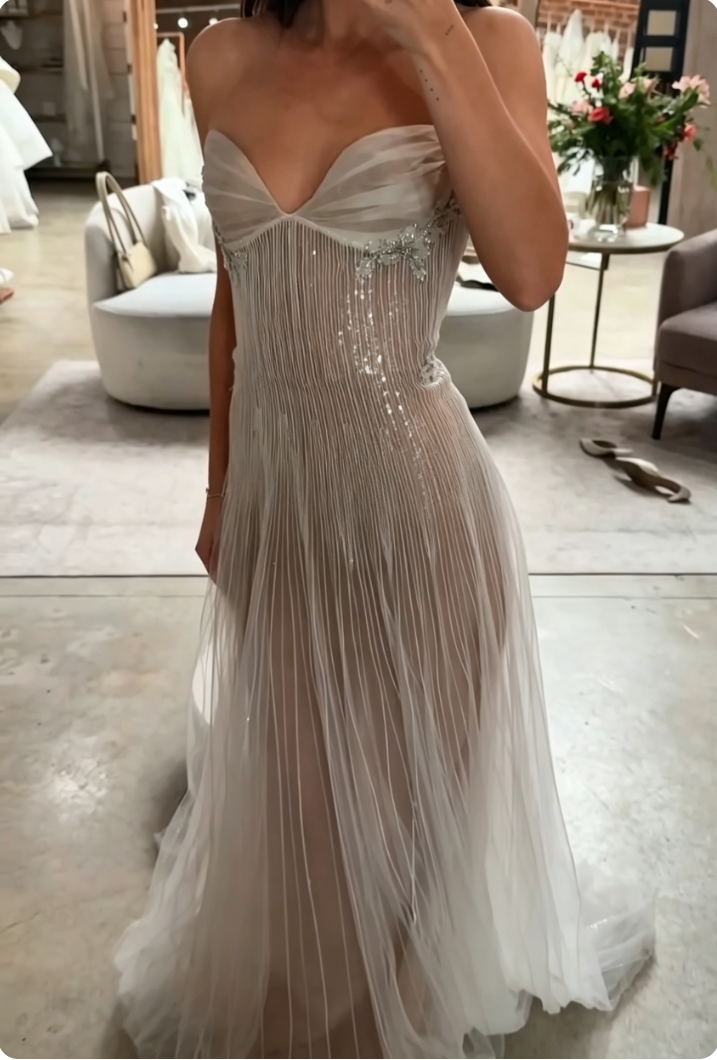 Strapless Sweetheart Sequin Tulle Wedding Dress