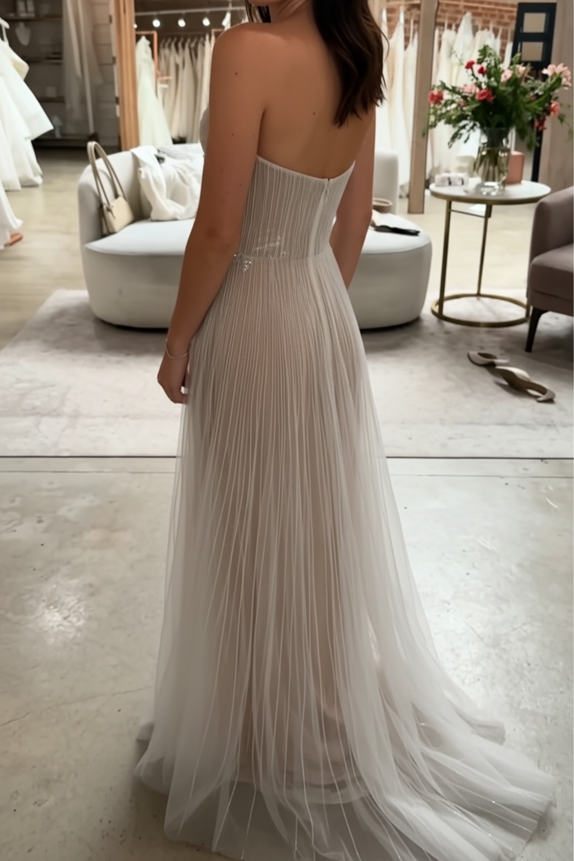 Strapless Sweetheart Sequin Tulle Wedding Dress
