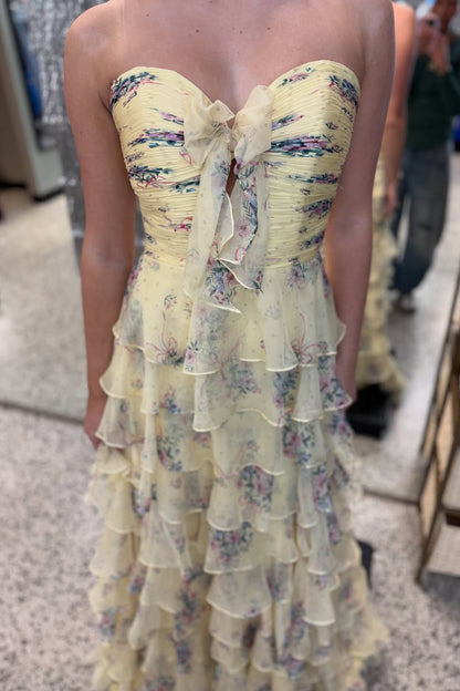 Gorgeous A Line Sweetheart Floral Chiffon Prom Dress