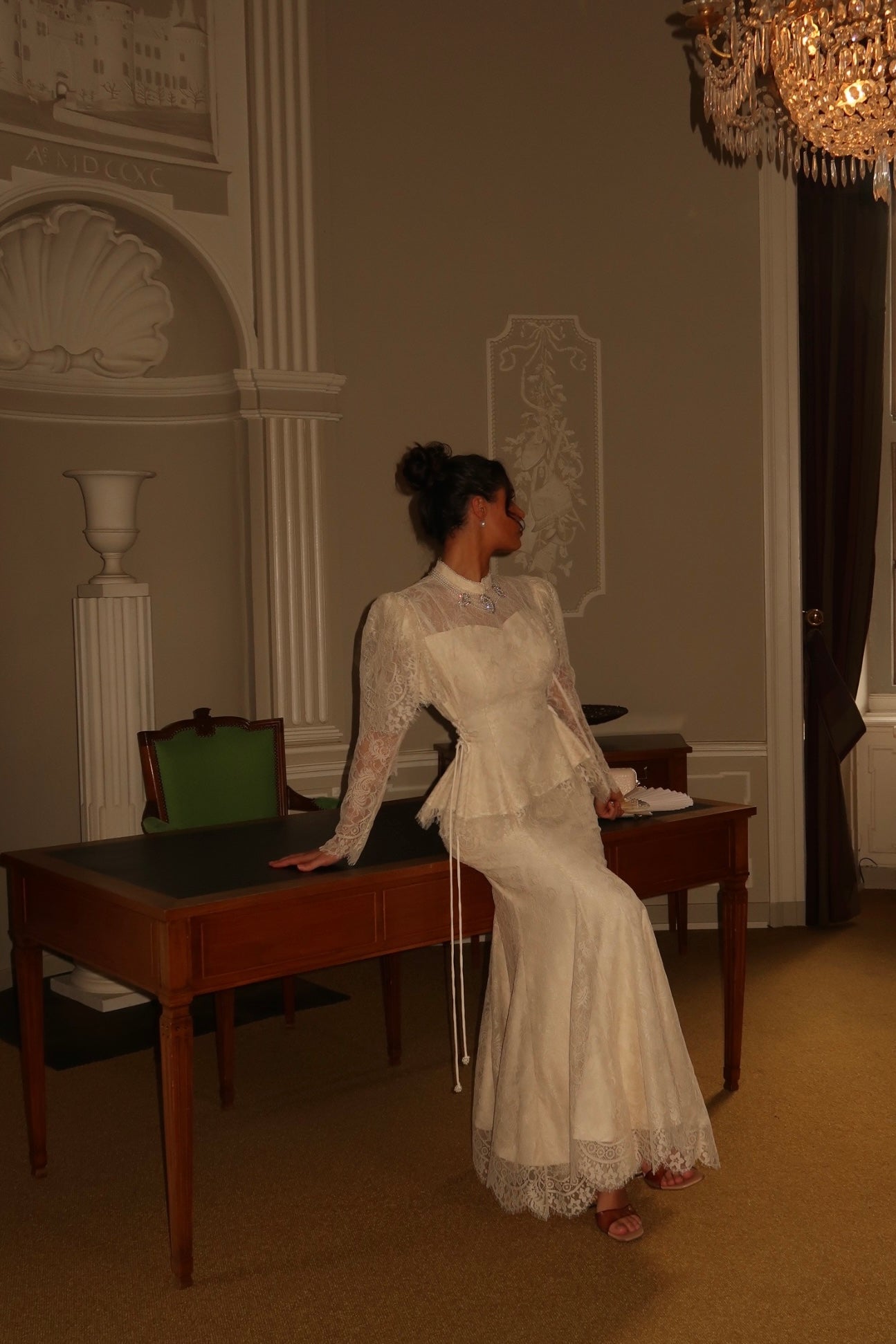 Elegant Suit Ivory Long Sleeves A-Line Evening Dress