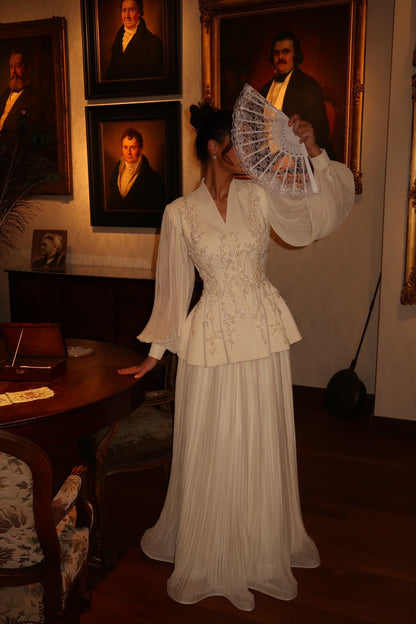 The Maxime Suit Ivory Long Sleeves Evening Dress