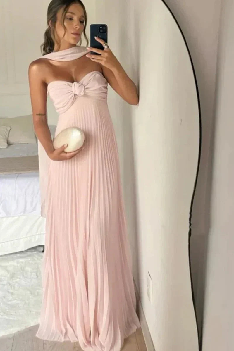 Elegant A Line Sweetheart Pink Long Prom Dress with Ruffles