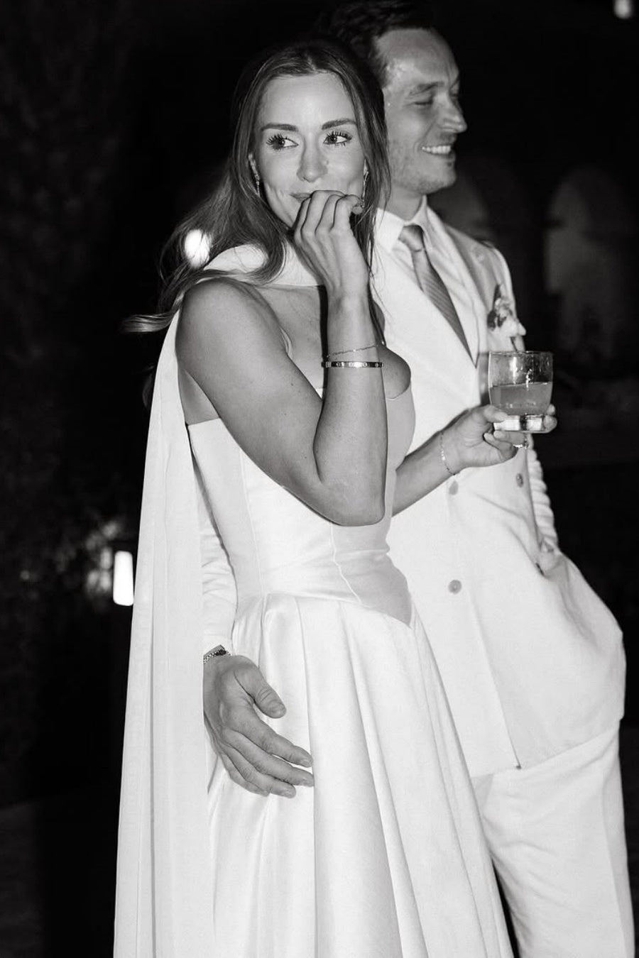 A Line Satin Long Wedding Gown With Scarf