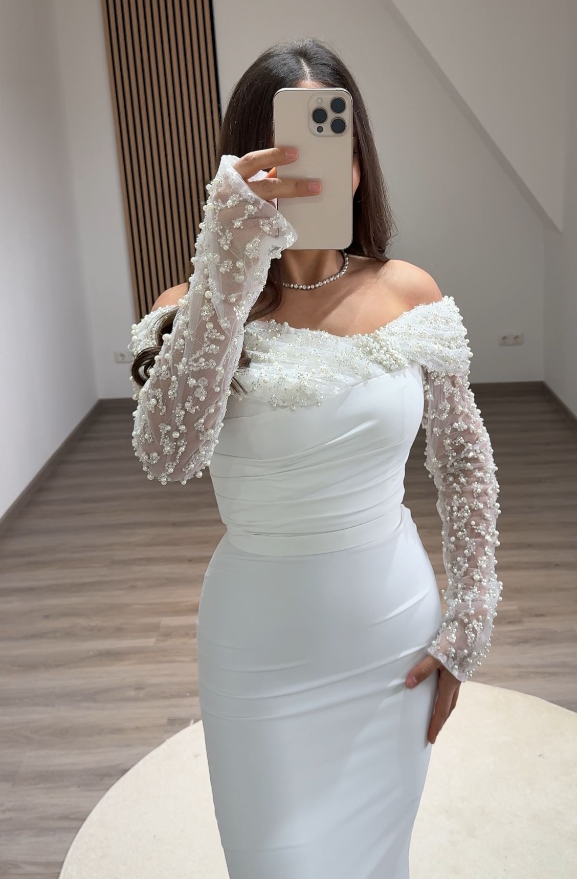 Sparkly Long Sleeves Scoop Appliques Sequins Evening Dress