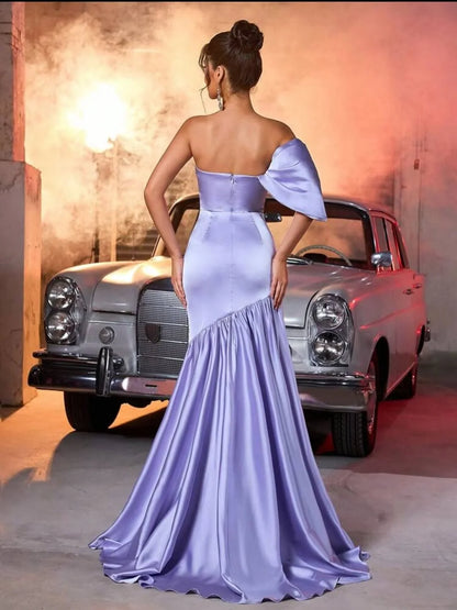 Chic Purple Strapless Pleated Mermaid Prom Dress ZT0786