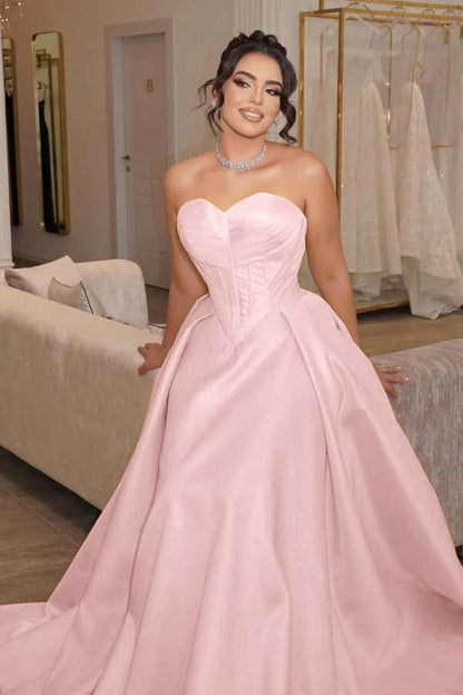 Strapless Sleeveless Long Pleated Mermaid Prom Dress With Corset