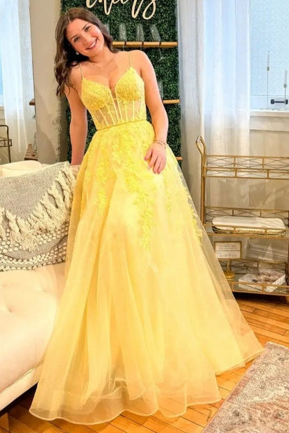 Spaghetti Straps V-neck Newest Long Prom Dress