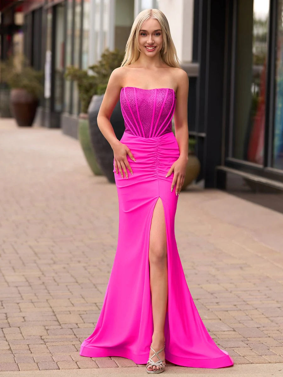 Strapless Evening Party Newest Long Prom Dress