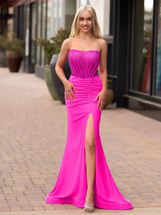Strapless Evening Party Newest Long Prom Dress