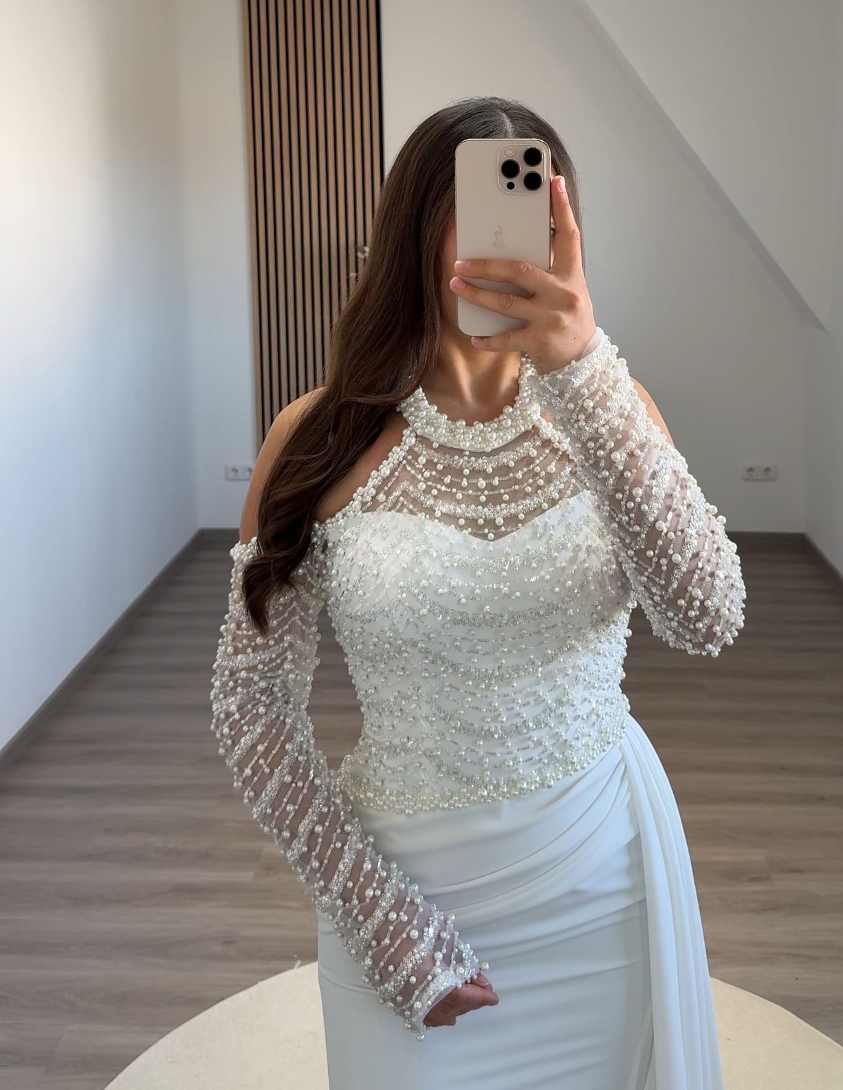 Dusty Sage Long Sleeves Off-Shoulder Feathers Evening Dress