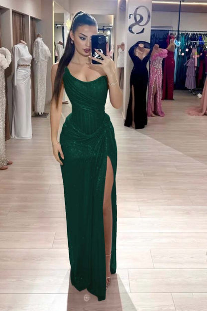 Strapless Sleeveless Mermaid Long Evening Formal Dress With High Split