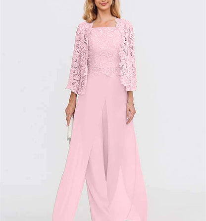 Chiffon Square Neck Floor-Length Mother of the Bride Dress