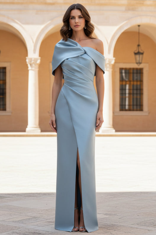 Half Sleeves Floor-Length Formal With Ruffles