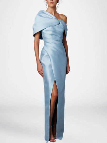 Half Sleeves Floor-Length Formal With Ruffles