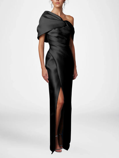 Half Sleeves Floor-Length Formal With Ruffles