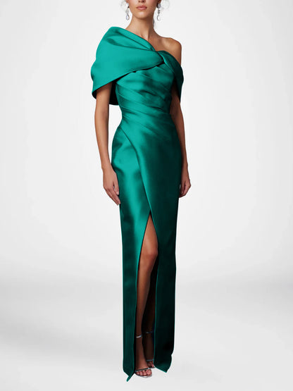 Half Sleeves Floor-Length Formal With Ruffles