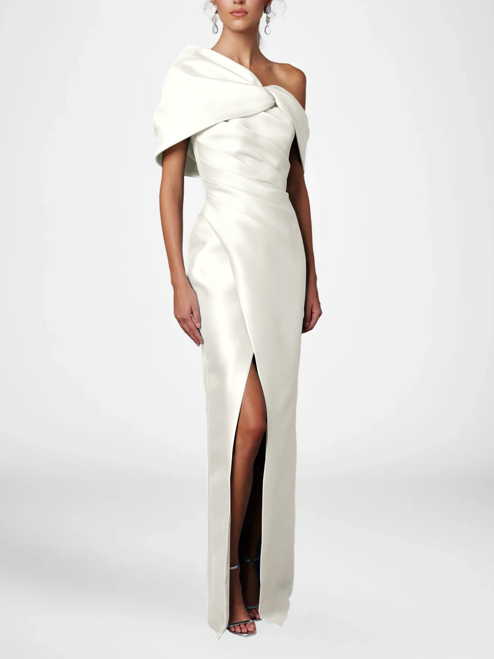 Half Sleeves Floor-Length Formal With Ruffles