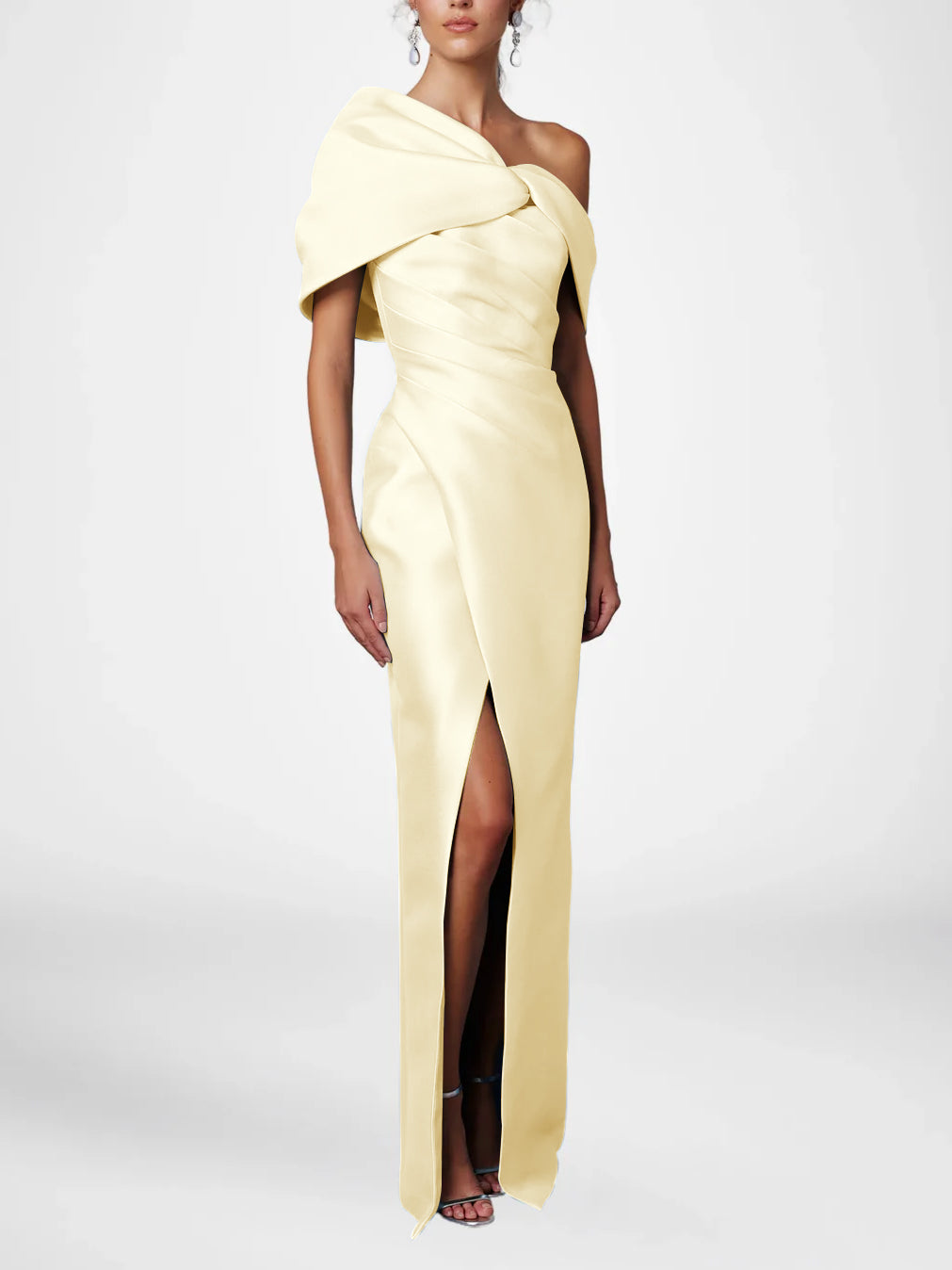 Half Sleeves Floor-Length Formal With Ruffles
