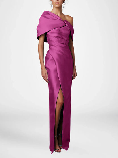 Half Sleeves Floor-Length Formal With Ruffles