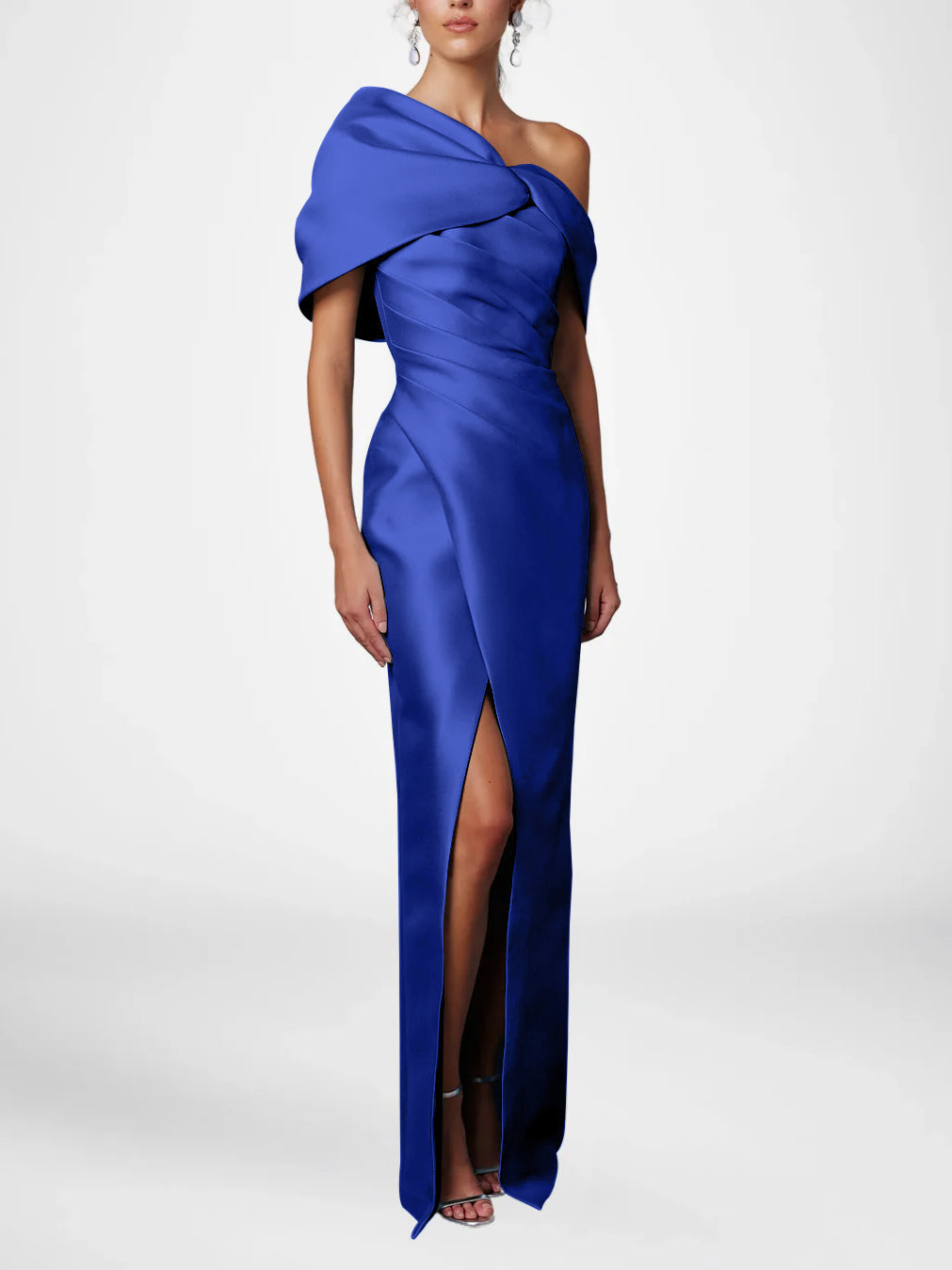 Half Sleeves Floor-Length Formal With Ruffles