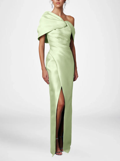 Half Sleeves Floor-Length Formal With Ruffles