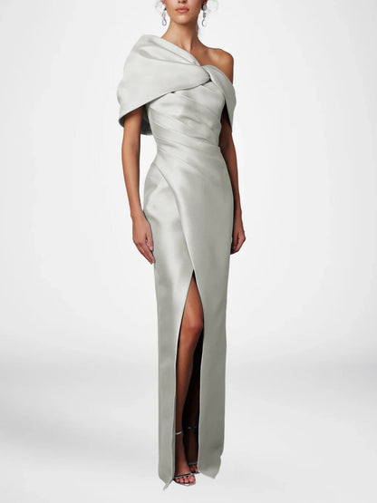 Half Sleeves Floor-Length Formal With Ruffles