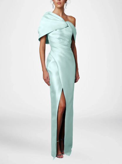Half Sleeves Floor-Length Formal With Ruffles
