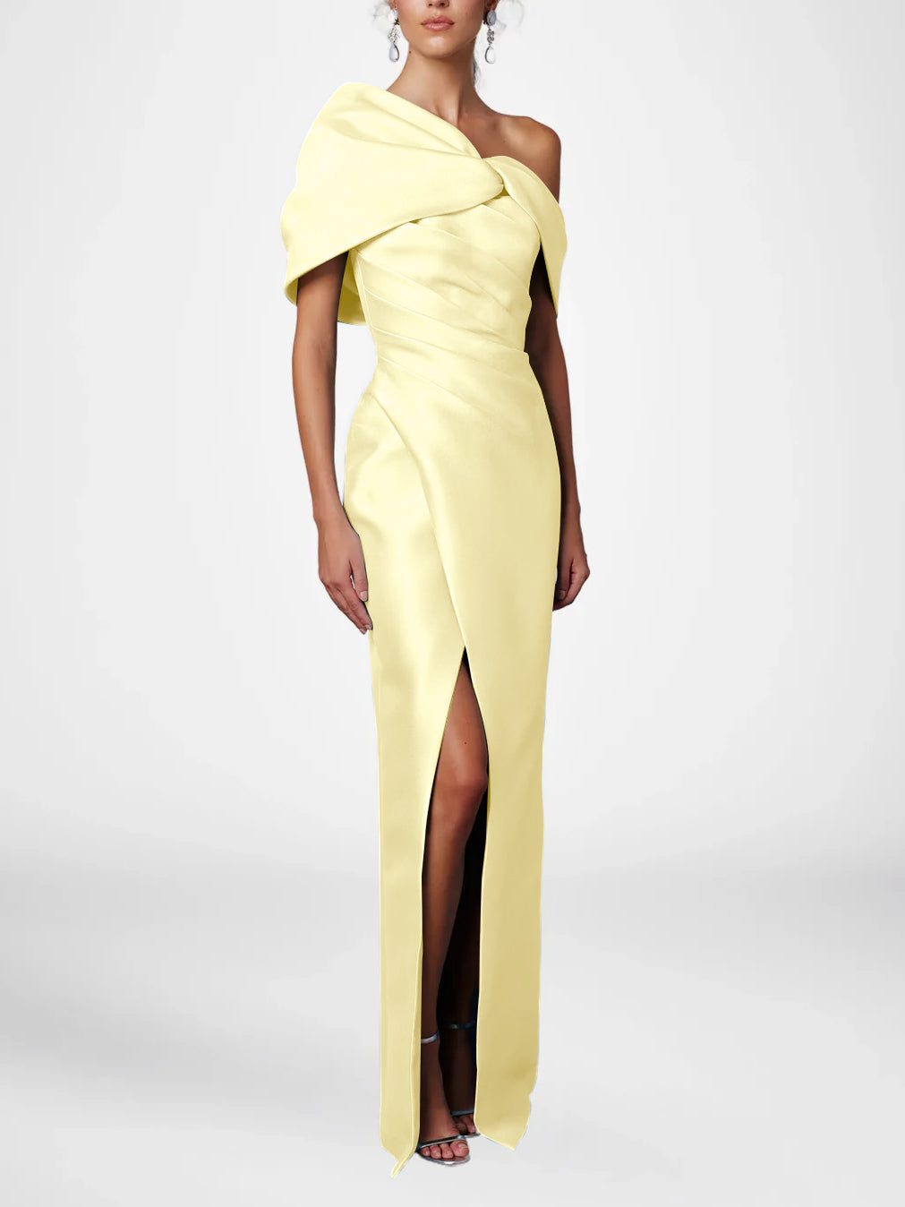 Half Sleeves Floor-Length Formal With Ruffles