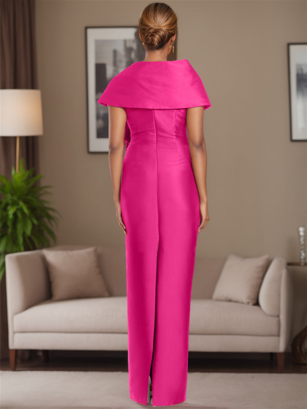Column Satin Floor-Length Sleeveless Mother of the Bride Dress