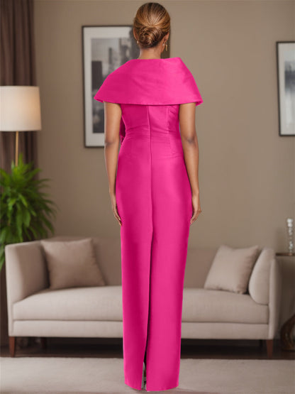 Column Satin Floor-Length Sleeveless Mother of the Bride Dress