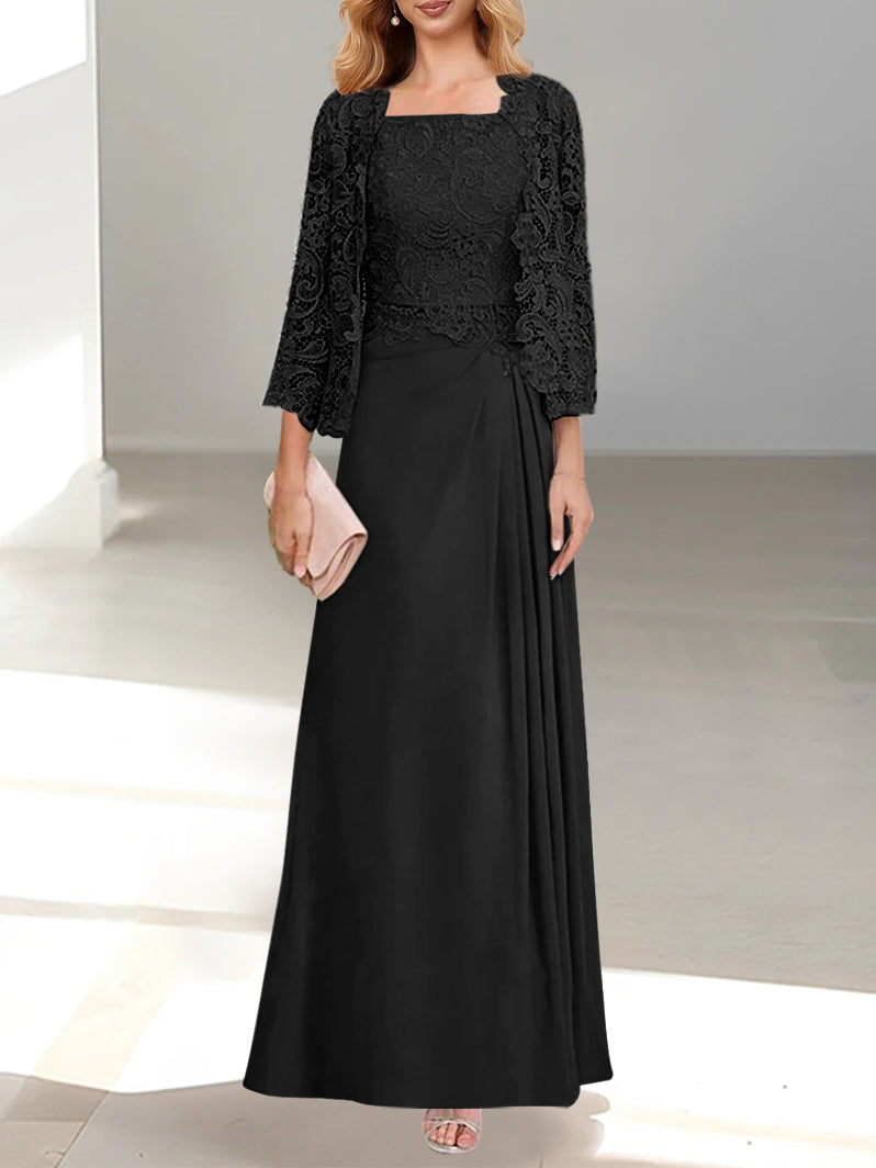 2 Pieces Princess Scoop Floor-Length Mother of the Bride Dress