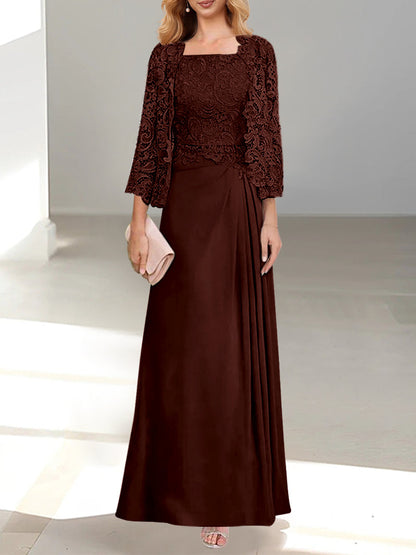 2 Pieces Princess Scoop Floor-Length Mother of the Bride Dress