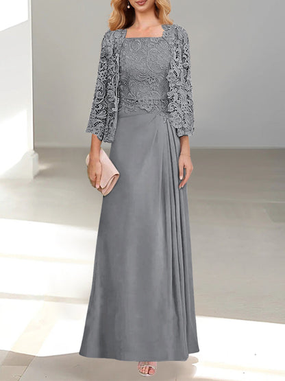 2 Pieces Princess Scoop Floor-Length Mother of the Bride Dress