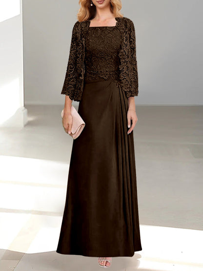 2 Pieces Princess Scoop Floor-Length Mother of the Bride Dress