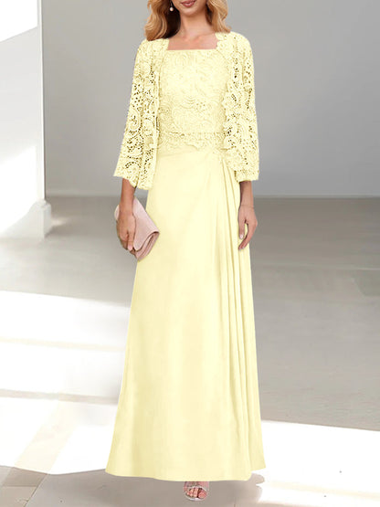 2 Pieces Princess Scoop Floor-Length Mother of the Bride Dress