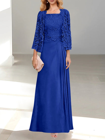 2 Pieces Princess Scoop Floor-Length Mother of the Bride Dress