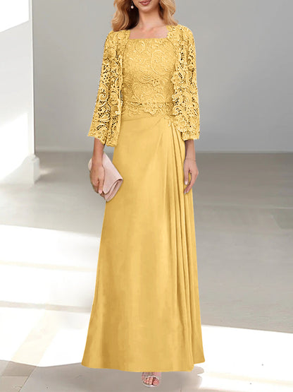 2 Pieces Princess Scoop Floor-Length Mother of the Bride Dress