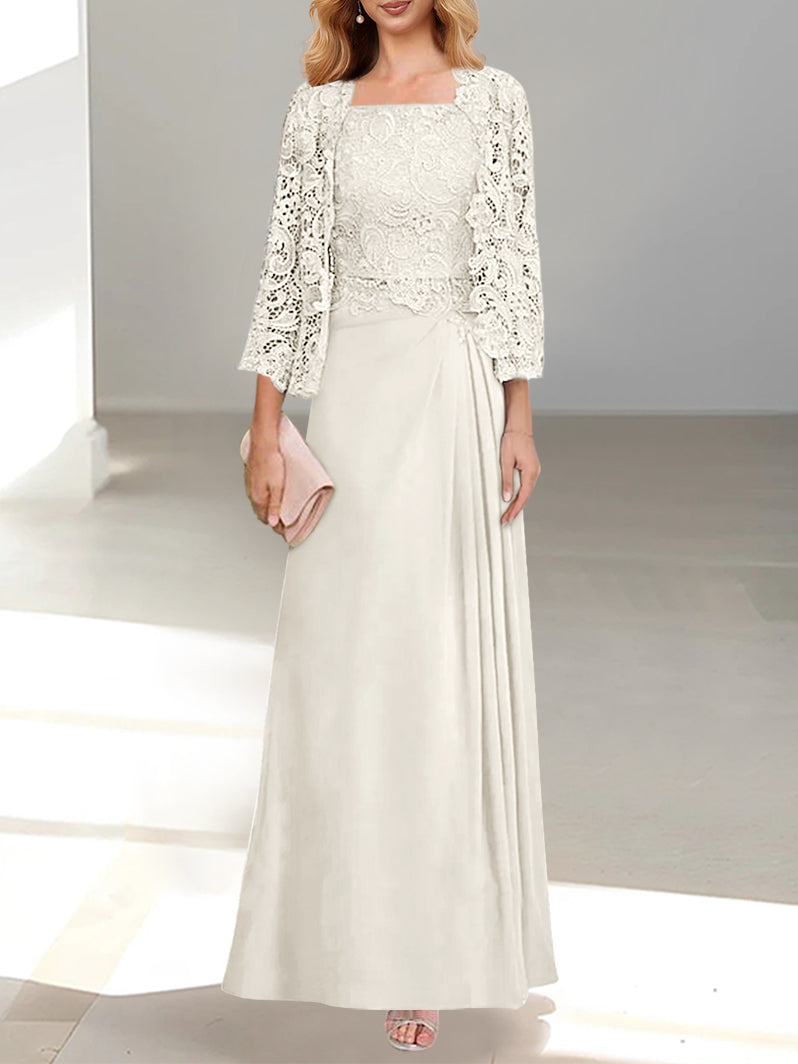 2 Pieces Princess Scoop Floor-Length Mother of the Bride Dress