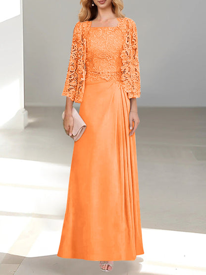 2 Pieces Princess Scoop Floor-Length Mother of the Bride Dress