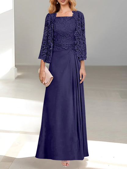 2 Pieces Princess Scoop Floor-Length Mother of the Bride Dress