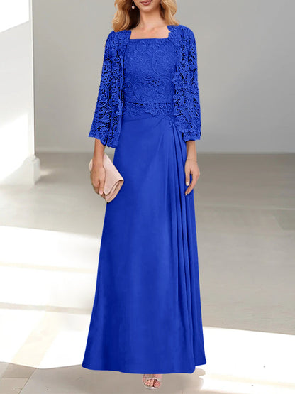 2 Pieces Princess Scoop Floor-Length Mother of the Bride Dress