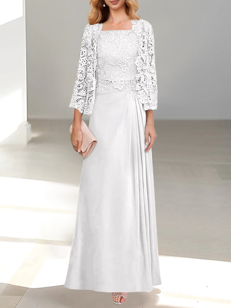 2 Pieces Princess Scoop Floor-Length Mother of the Bride Dress