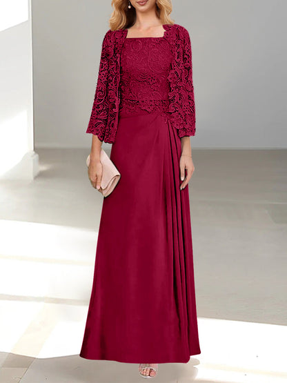 2 Pieces Princess Scoop Floor-Length Mother of the Bride Dress