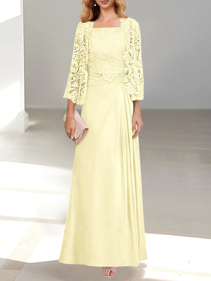 2 Pieces Princess Scoop Floor-Length Mother of the Bride Dress