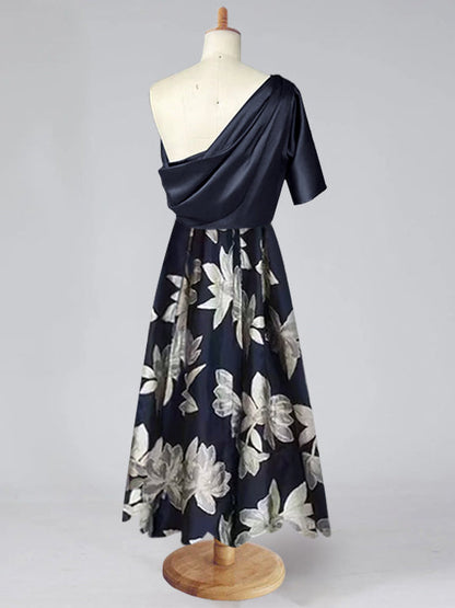 Princess One-shoulder Printed Flower Mother of the Bride Dress